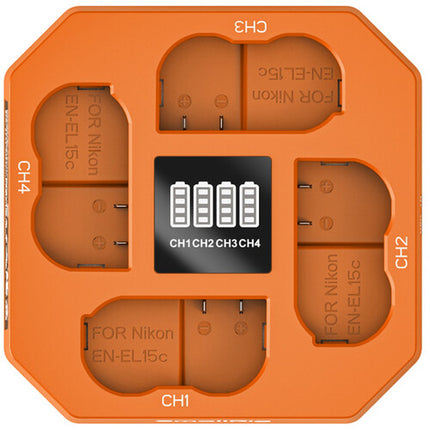 SmallRig EN-EL15C Cargador de Baterías Cuádruple con Indicadores LED