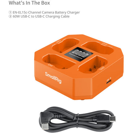 SmallRig EN-EL15C Cargador de Baterías Cuádruple con Indicadores LED