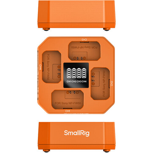 SmallRig Cargador de Baterías NP-FW50 Cuádruple con Indicadores LED