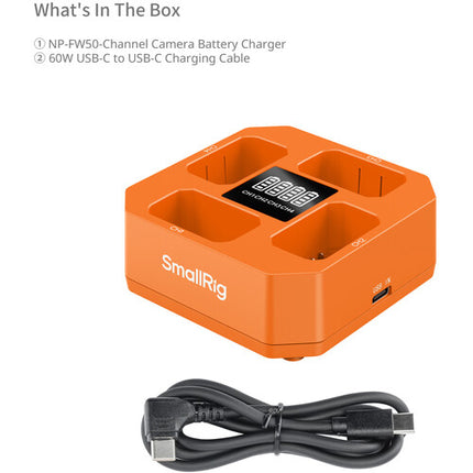 SmallRig Cargador de Baterías NP-FW50 Cuádruple con Indicadores LED