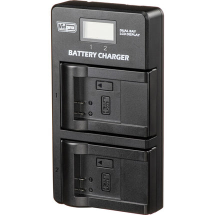 Vidpro Dual-Bay Cargador LCD para Baterías SJCam con Pantalla USB-A USB-C