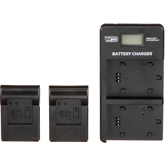 Vidpro Dual-Bay Cargador LCD para Baterías SJCam con Pantalla USB-A USB-C