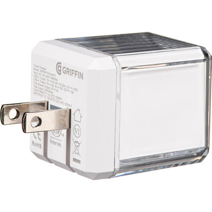 Griffin Technology Cargador de Pared Dual USB 20W Blanco USB-A y USB-C