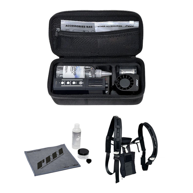 PMI Mini Máquina de Humo Kit con Boquilla de Burbujas y Chaleco de Humo 3 Minutos de Duración Kit Portátil Batería Incluida