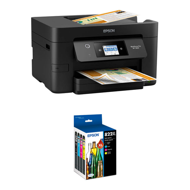 Epson WorkForce Pro WF-3820 Impresora Multifunción con Resolución 4800x2400 dpi y T822XL Cartuchos Alta Capacidad