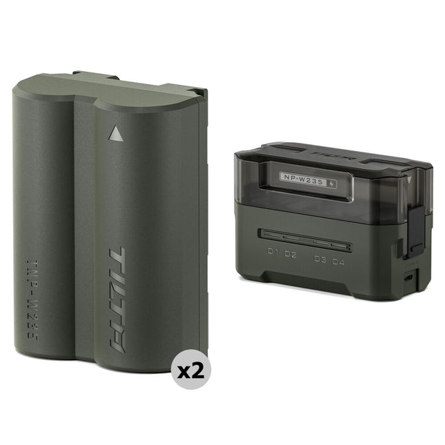 Tilta Kit de Baterías NP-W235 2400mAh con Estación de Carga Verde