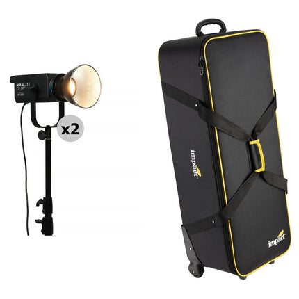 Nanlite FS-300C RGB Monoluz LED Kit 2 Luces 2700-7500K 48850 Lux Bolso Roller