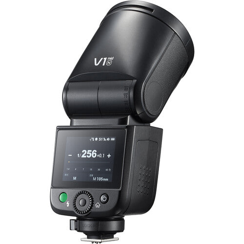 Godox V1mid N Flash para cámara Nikon Cabezal redondo Batería Litio