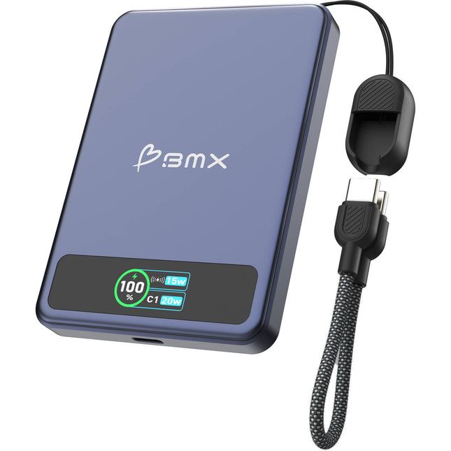 BMX SolidSafe Power Bank 5000mAh 20W Carga Inalámbrica Azul