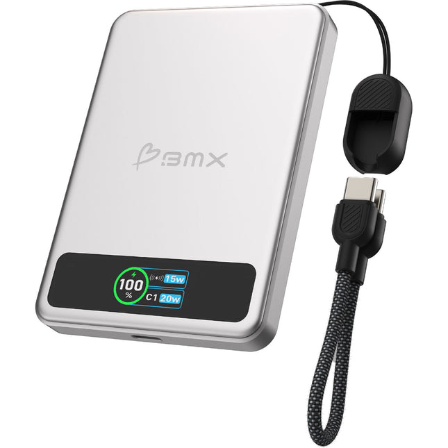 BMX SolidSafe Power Bank 5000mAh Carga Inalámbrica 15W Plata