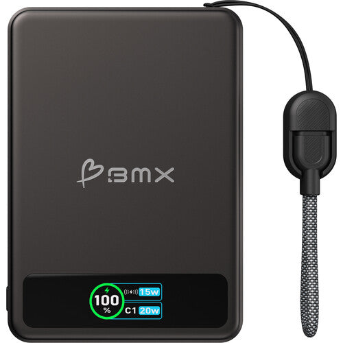 BMX SolidSafe Power Bank 5000mAh 20W Carga Inalámbrica Negra