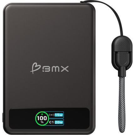 BMX SolidSafe Power Bank Magnético 5000mAh Negro 3 unidades con Base de Carga 3 puertos 20W Total