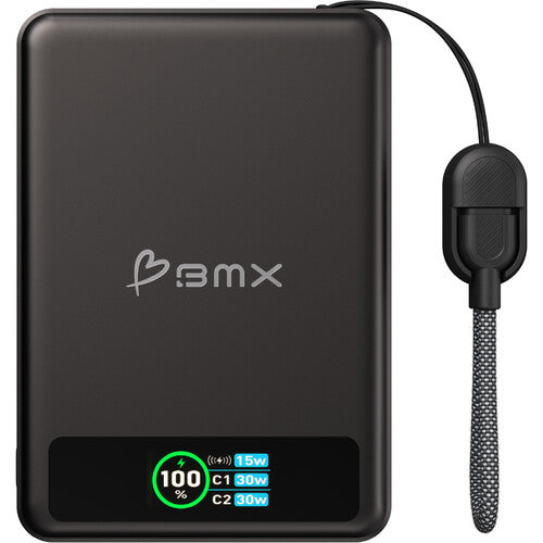 BMX SolidSafe Power Bank 10,000mAh 30W Carga Inalámbrica Negra