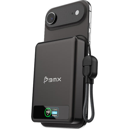 BMX SolidSafe Power Bank 10,000mAh 30W Carga Inalámbrica Negra