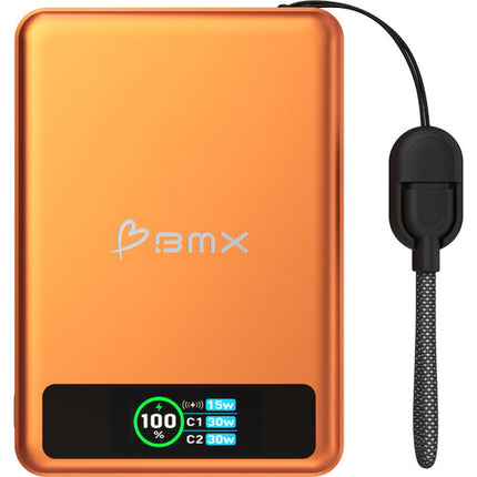 BMX SolidSafe Power Bank 10000mAh 30W Carga Inalámbrica Magnética Naranja