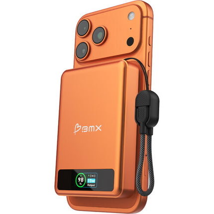 BMX SolidSafe Power Bank 10000mAh 30W Carga Inalámbrica Magnética Naranja