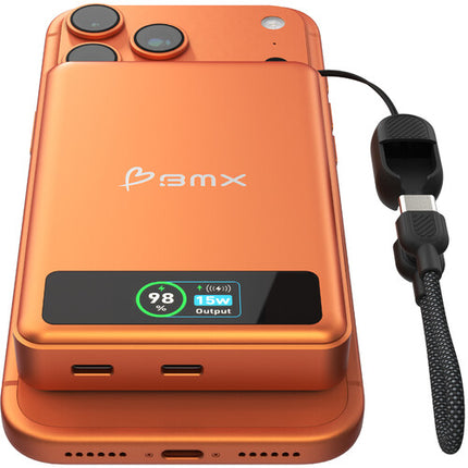 BMX SolidSafe Power Bank 10000mAh 30W Carga Inalámbrica Magnética Naranja