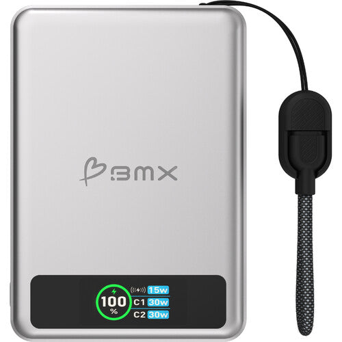 BMX SolidSafe Power Bank 10,000mAh 30W Carga Inalámbrica Magnético Plata