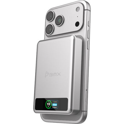 BMX SolidSafe Power Bank 10,000mAh 30W Carga Inalámbrica Magnético Plata