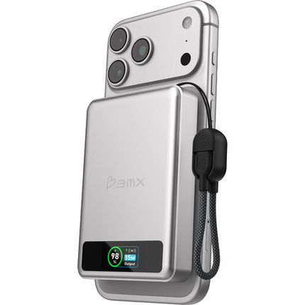 BMX SolidSafe Power Bank 10,000mAh 30W Carga Inalámbrica Magnético Plata