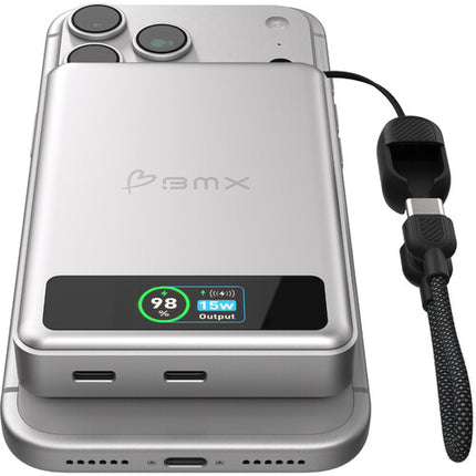 BMX SolidSafe Power Bank 10,000mAh 30W Carga Inalámbrica Magnético Plata