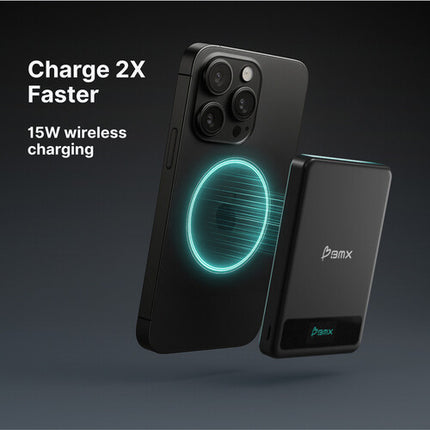 BMX SolidSafe Power Bank 5000mAh 20W Carga Inalámbrica Negra