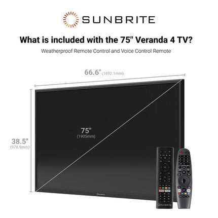 SunBriteTV Veranda 4 75" UHD 4K Smart TV Exterior HDR10 600 nits