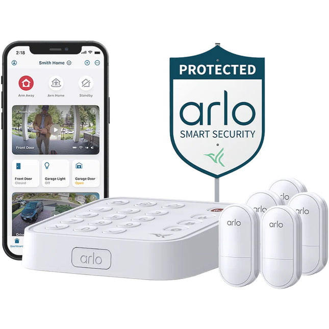 arlo Home Security System Kit con 5 Sensores Todo en Uno y Hub con Teclado