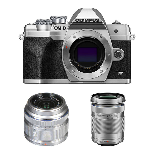 Cámara Sin Espejo Olympus OM-D E-M10 Mark IV 20.3MP 4K Kit Lentes 14-42mm 40-150mm Plata
