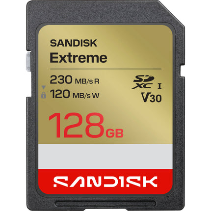 SanDisk 128GB Extreme Tarjeta de Memoria SDXC UHS-I V30 230MB/s Lectura 120MB/s Escritura