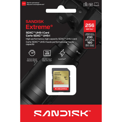 SanDisk 256GB Extreme Tarjeta de Memoria SDXC UHS-I V30 230MB/s