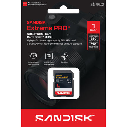 SanDisk 1TB Extreme PRO Tarjeta de Memoria SDXC UHS-I 250 MB/s Lectura 170 MB/s Escritura