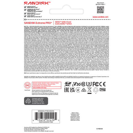 SanDisk 1TB Extreme PRO Tarjeta de Memoria SDXC UHS-I 250 MB/s Lectura 170 MB/s Escritura
