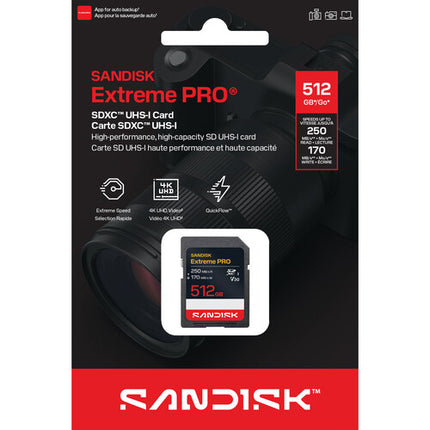 SanDisk Extreme PRO SDXC 512GB Tarjeta de Memoria UHS-I 250 MB/s