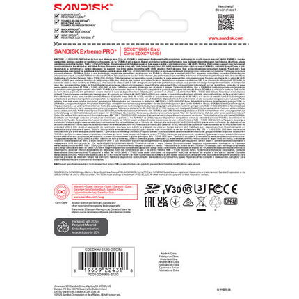 SanDisk Extreme PRO SDXC 512GB Tarjeta de Memoria UHS-I 250 MB/s