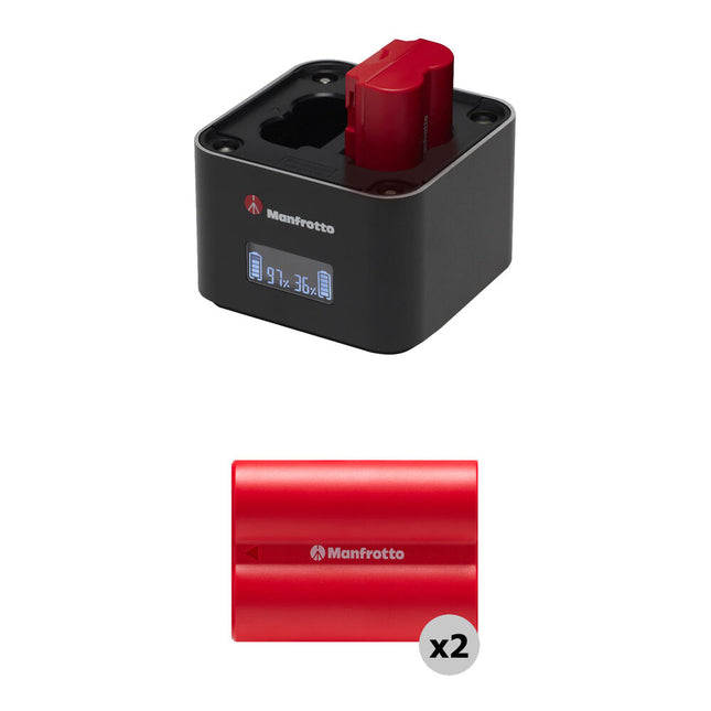 Manfrotto ProCUBE 3 Cargador Doble Profesional con 2 Baterías NP-W235 2400mAh para FUJIFILM GFX GFX 100S y X-T4