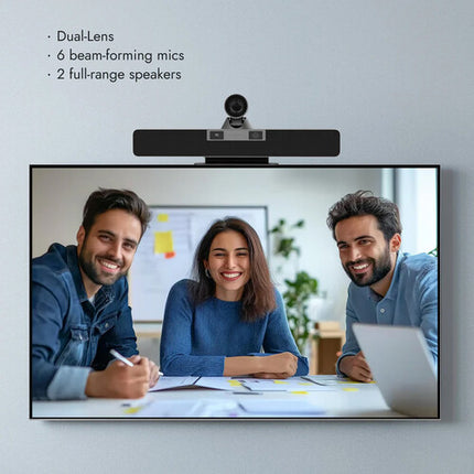 ROCWARE RB20 UHD 4K Barra de Vídeo USB Todo en Uno Doble Lente con Adaptador BY42 para Salas Medianas