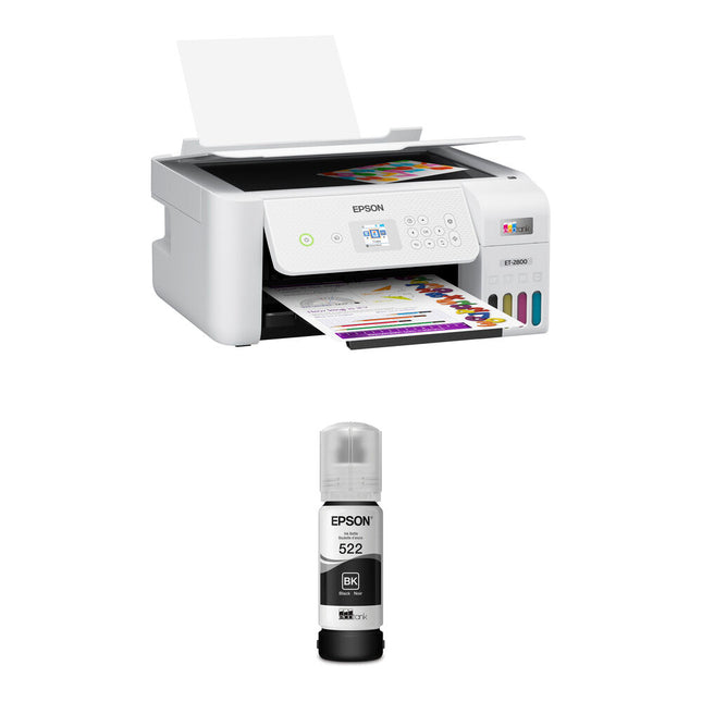 Epson EcoTank ET-2800 Impresora Multifuncional Color Supertanque 10 ppm 5760 x 1440 dpi con Botella de Tinta Negra T522