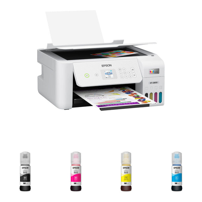 Epson EcoTank ET-2800 Impresora Multifuncional Supertank inalámbrica 10 ppm 5760x1440 dpi con Kit de Tintas T522