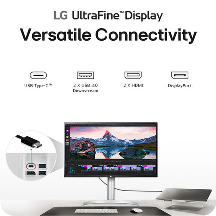 LG UltraFine 32UP83AK-W Monitor 31.5" 4K UHD HDR 60W USB-C