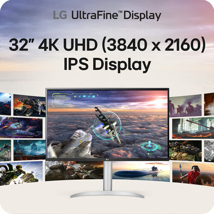 LG UltraFine 32UP83AK-W Monitor 31.5" 4K UHD HDR 60W USB-C