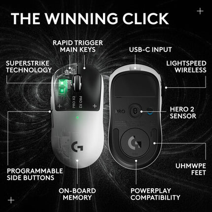 Logitech G PRO X2 SUPERSTRIKE Wireless Ratón Gaming 44000 dpi 90 Horas Batería