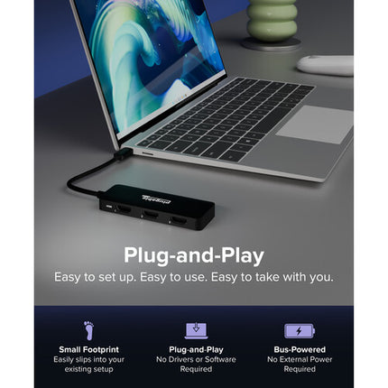 Adaptador USB-C a Triple HDMI Plugable 8K 60Hz 4K 144Hz para pantallas