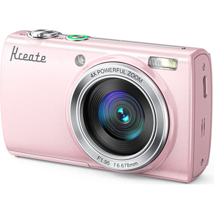 Kreate KR48 Cámara Digital Compacta Rosa 48MP 4K UHD Pantalla 3.2"