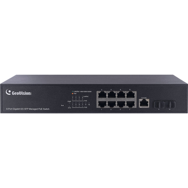 GeoVision GV-APOE0812 Switch de Red Gestionado 8 Puertos PoE+ 140W Rack