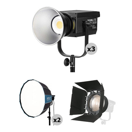 Nanlite FS-300B Monoluz LED Bicolor Kit 3 Luces 38,720 Lux 2700-6500K