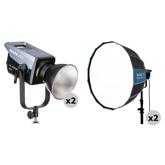 Nanlite FC500B Foco LED Bicolor Kit 2 Luces 35" Softbox Bi-Color 2700-6500K