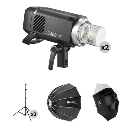 Godox AD400Pro II Kit de Iluminación Fotográfica 400Ws Softbox y Paraguas