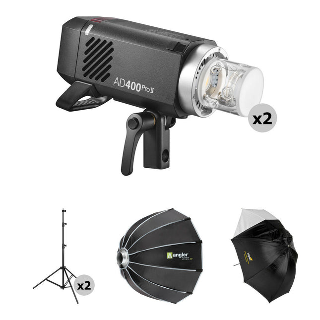 Godox AD400Pro II Kit de Iluminación Fotográfica 400Ws Softbox y Paraguas