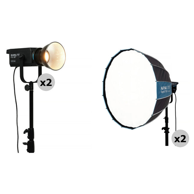 Nanlite FS-300C RGB LED Monolight Kit 2 Luces Softbox 35" Control RGB